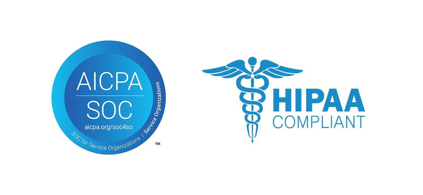 SOC II and HIPAA compliance images.