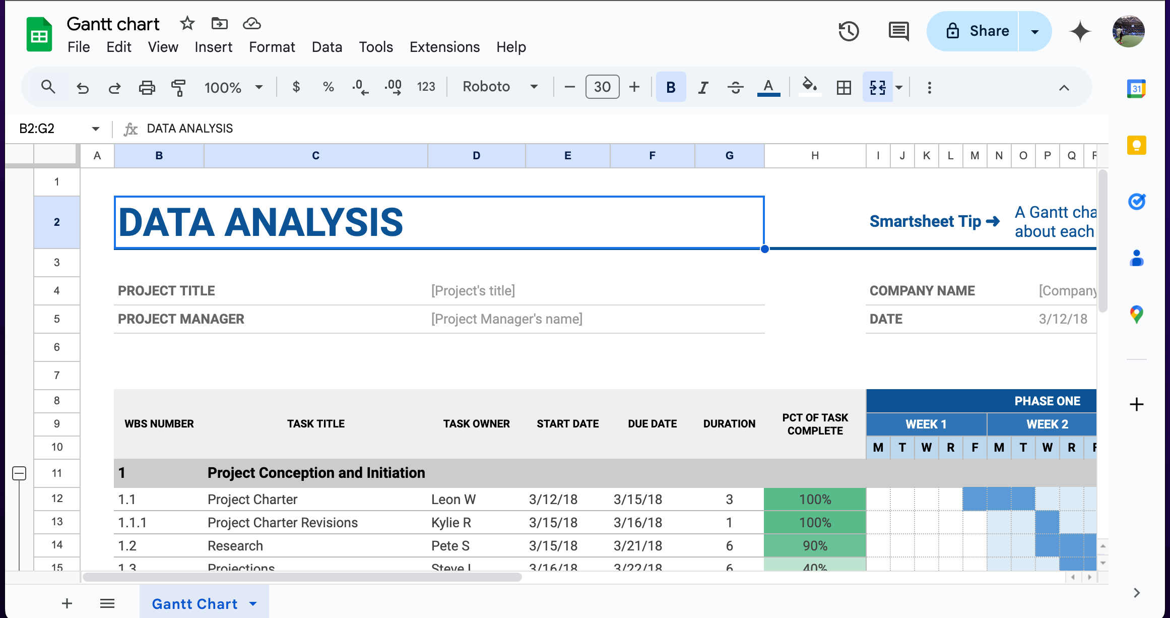 Google Sheets spreadsheet