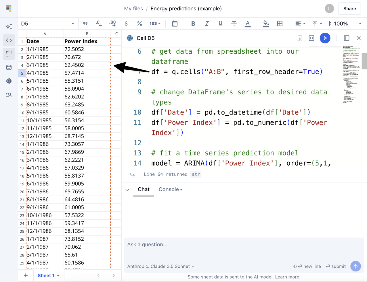 A1 notation for column references in a spreadsheet.