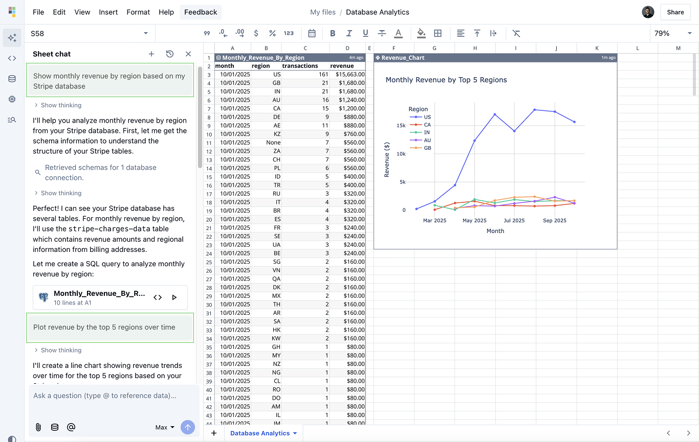 Insights from connected database in Quadratic.