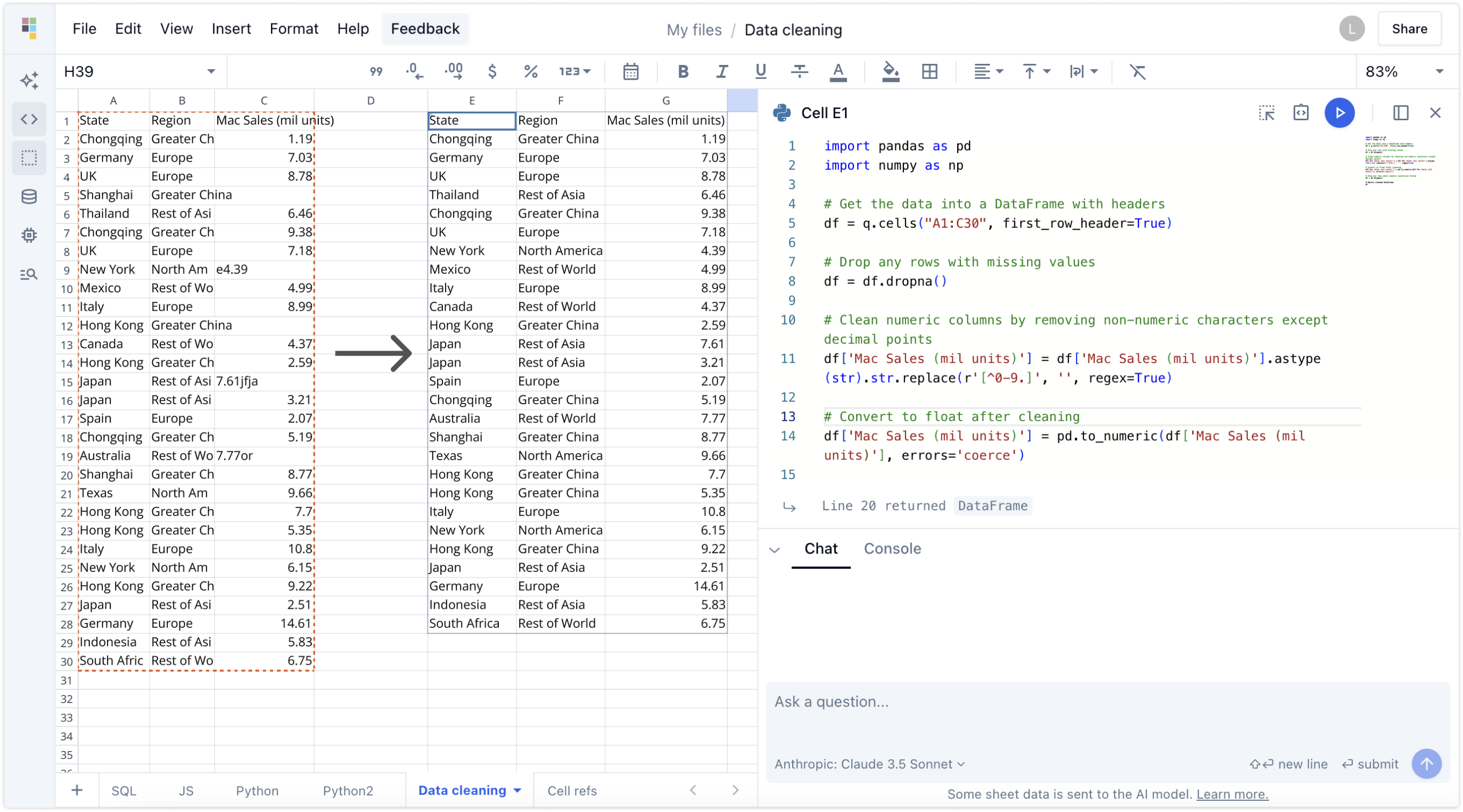 Real-time data cleaning